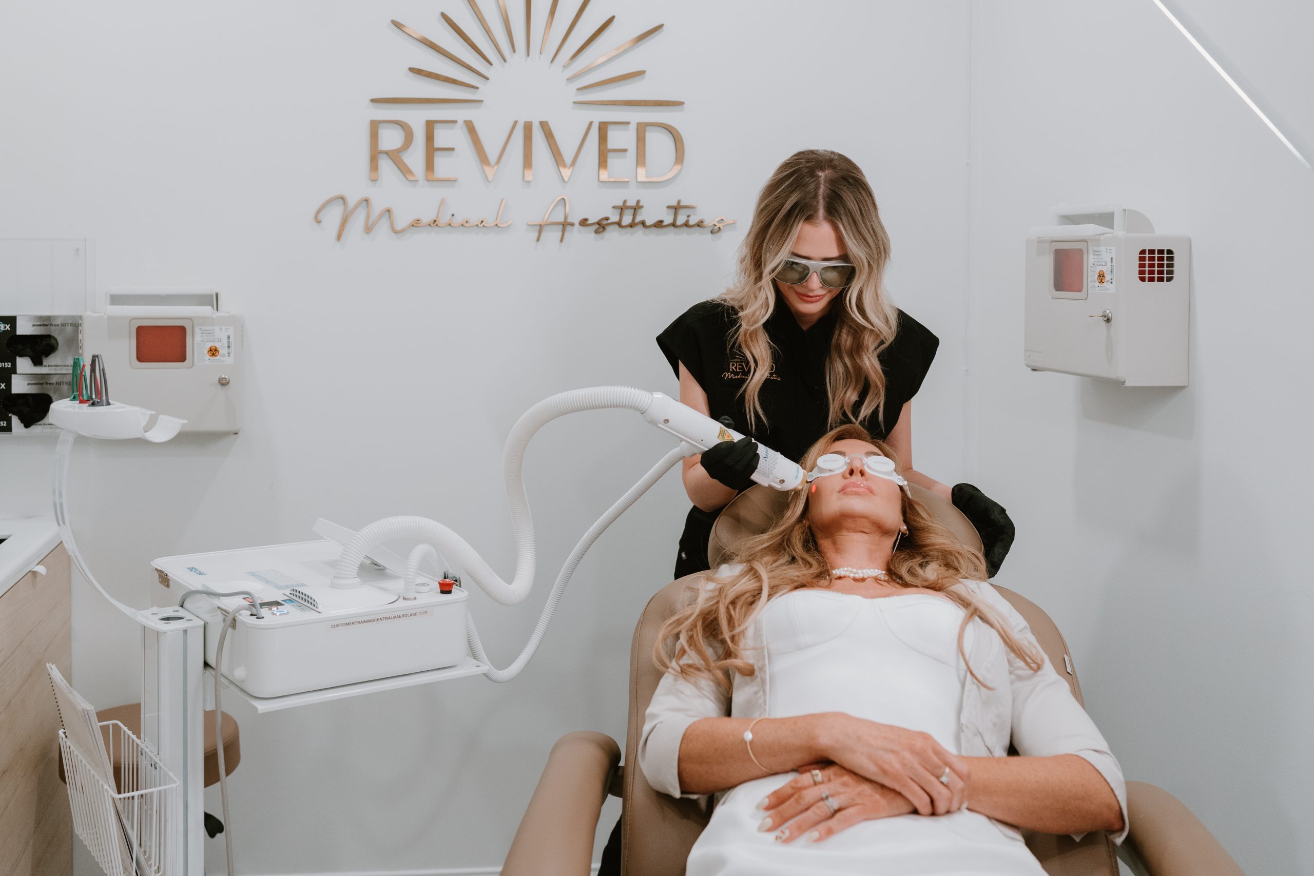 aerolase laser treatment on patient at revived medical aesthetics